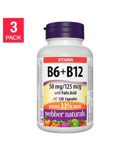 webber naturals B6, B12 with Folic Acid -- 3 x 120 Capsules